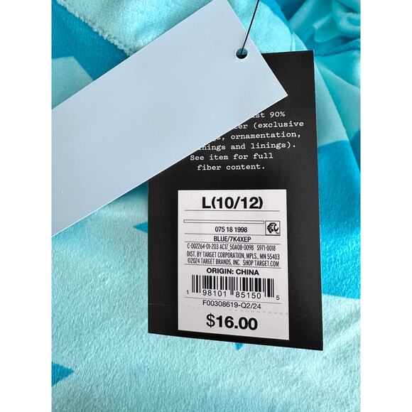 Art Class Girls NWT PJ Set (L 10/12) – Star Print Aqua Blue Button Top & Shorts - Picture 5 of 5